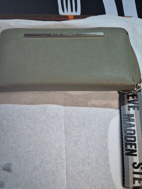 Steve Madden Olive Green Zip Wallet with Branded Wristlet